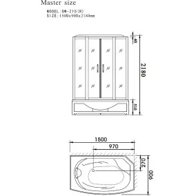 Masāžas dušas kabīne AQUALINE 150x90cm R, L01Z15R