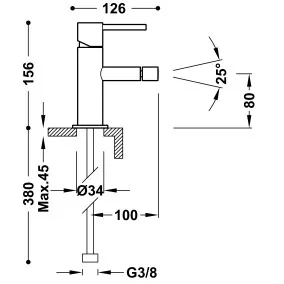 Bidē maisītājs STUDY/MAX-TRES, hroms 06212001