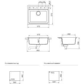 Virtuves izlietne Schock NEMO N-100, 57x51cm Croma