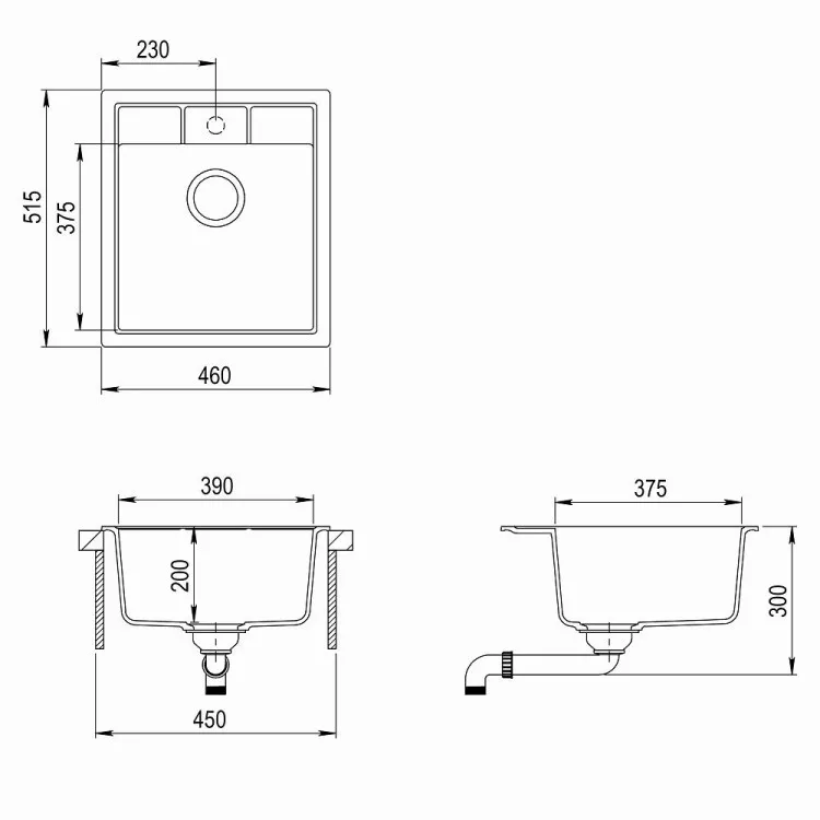 Virtuves izlietne HELIKA NOVA 460x515 mm, SQN100W-110