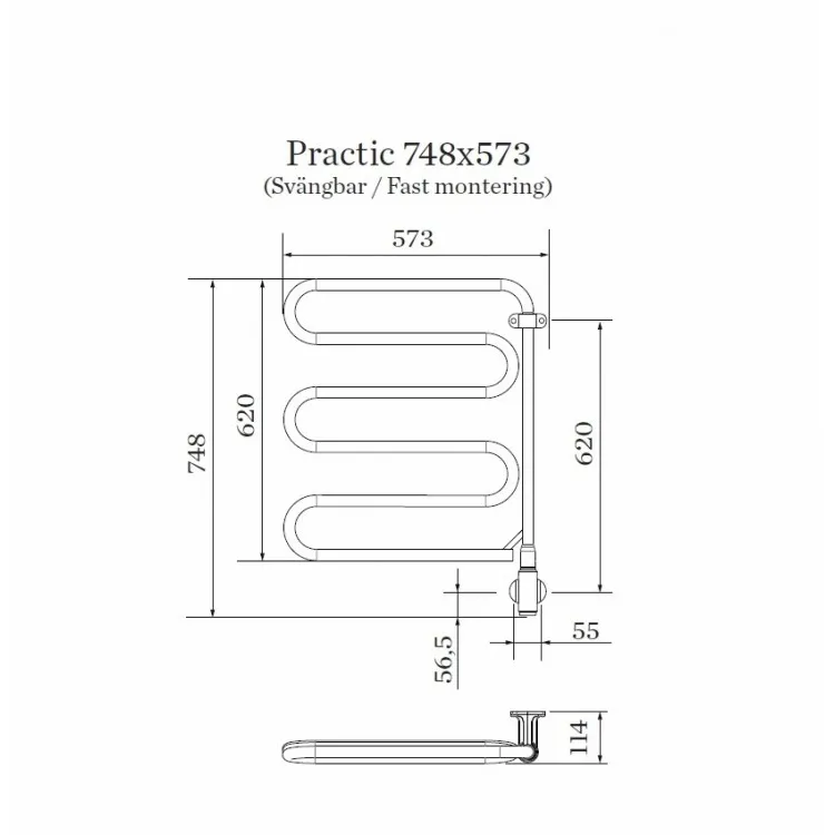 Elektriskais dvieļu žāvētājs PAX Practic Momento II 60W, hroms