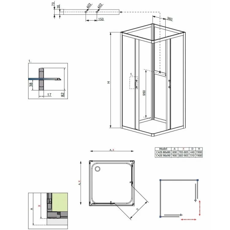 Dušas kabīne Radaway Premium Plus C+2S 90x90 cm