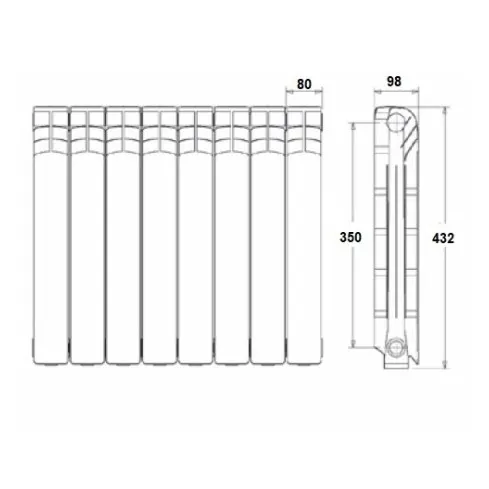 Alumīnija apkures radiators 1920x432x98mm Ferroli PROTEO 3, 24 sekcijas