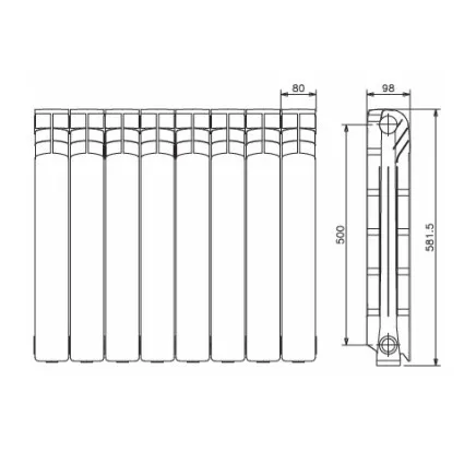 Alumīnija apkures radiators 1840x582x98mm Ferroli PROTEO 5, 23 sekcijas