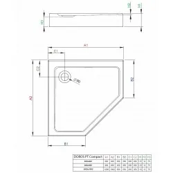 Dušas paliktnis piecstūru Radaway Doros PT Compact 100x100, balts