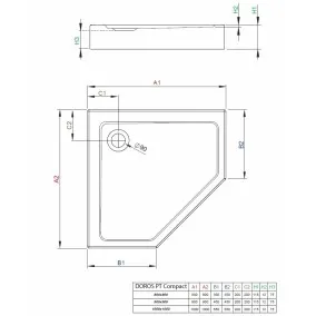 Dušas paliktnis piecstūru Radaway Doros PT Compact 100x100, balts