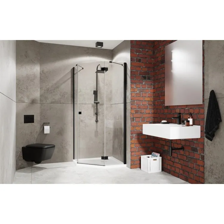 Dušas stūris piecstūru Radaway Essenza New Black PTJ 80x80 cm