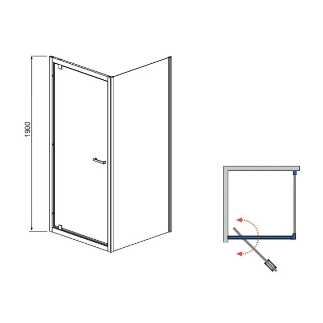 Dušas stūris taisnstūra Radaway TWIST DW+S 80x75 cm