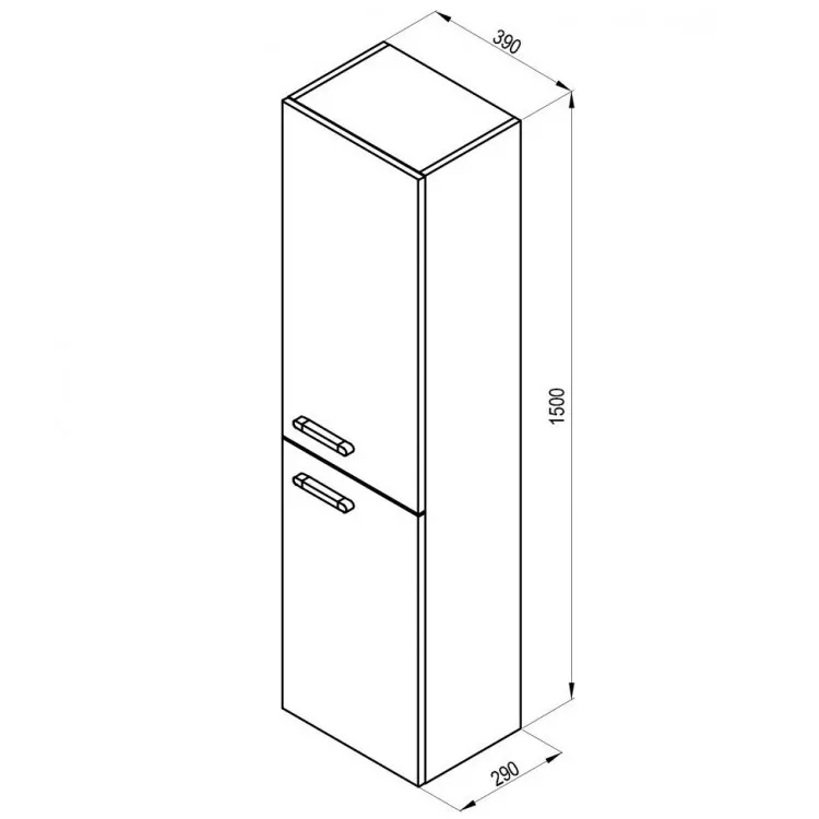 Vannas istabas augstais skapis RAVAK SB Chrome 350 R, balts/melns