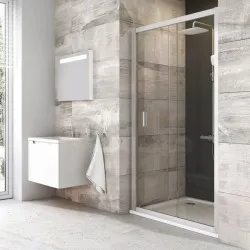 Dušas durvis RAVAK Blix BLDP2 120cm, balts/caurspīdīgs