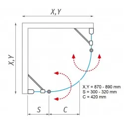 Dušas stūris pusapaļš Roth TR2 Light 900x900
