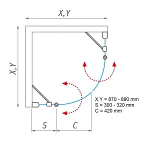 Dušas stūris pusapaļš Roth TR2 Light 900x900
