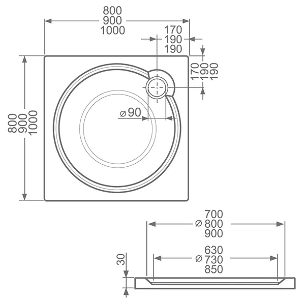 Dušas paliktnis kvadrātveida Roltechnik Macao-M 80x80cm,8000062