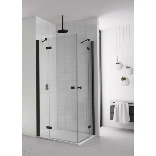 Dušas stūris kvadrātveida SanSwiss ANNEA BLACK AN13G/D 100x100cm