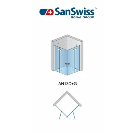Dušas stūris kvadrātveida SanSwiss ANNEA BLACK AN13G/D 100x100cm