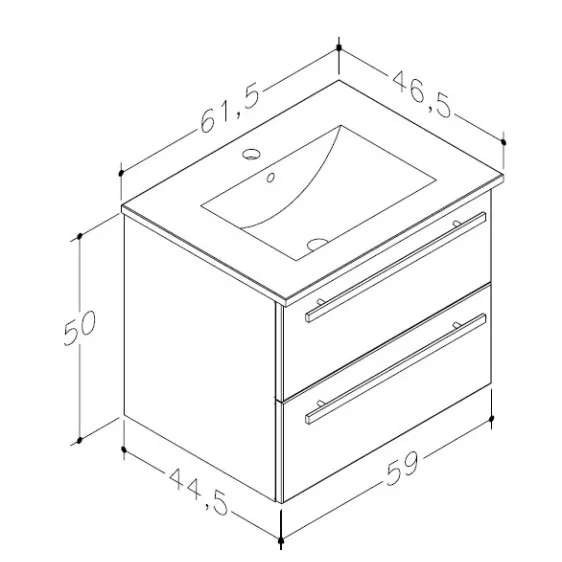 Vannas istabas skapītis ar izlietni RB SERENA 61cm, 14113311