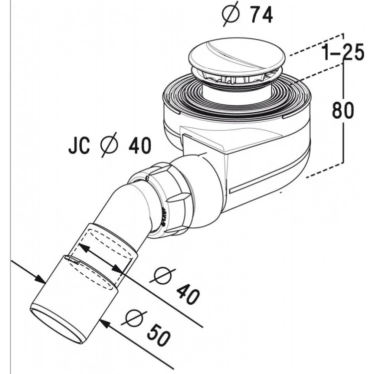 Dušas sifons Radaway D50 Turboflow TB50P