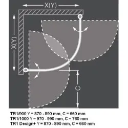 Dušas stūris pusapaļš Roth TR1 1000x1000