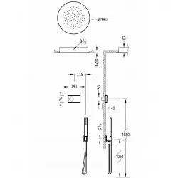 Termostata dušas sistēma TRES Shower Technology, 09288555NM