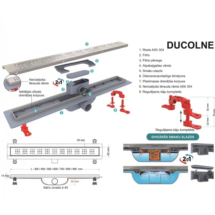 Dušas kanāls Valtemo Ducoline ARTY 600mm, VLD-598320B51B