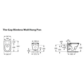 Tualetes pods piekaramais Roca Gap Rimless ar Soft Close vāku, 734H0N8000