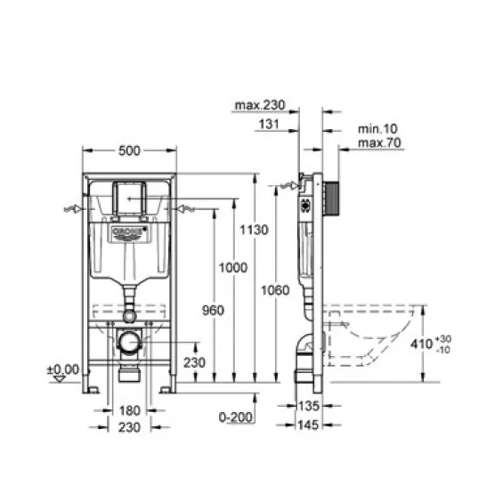 Komplekts Duravit COLOMBO+Grohe rāmis Rapid SL+poga