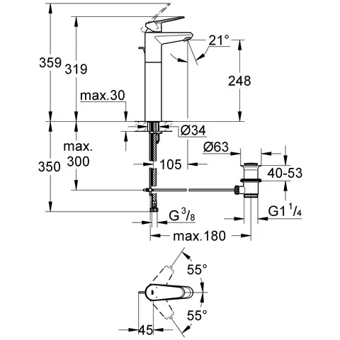 Izlietnes maisītājs Grohe Eurodisc Cosmo, 319, 23055 002