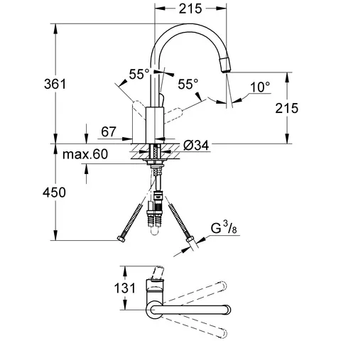 Virtuves izlietnes maisītājs GROHE Eurostyle Cosmo 31126004
