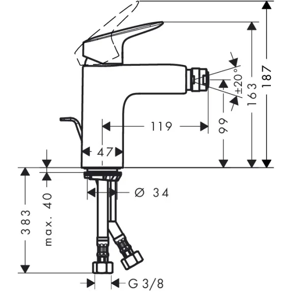 Bidē maisītājs Hansgrohe Logis, hroms 71200000