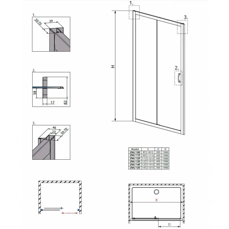Dušas durvis Radaway Premium Plus DWJ 120cm