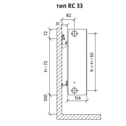 Tērauda paneļu apkures radiators PURMO RAMO Compact 33 600x600
