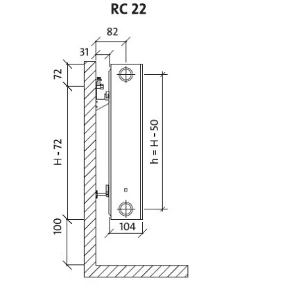 Tērauda paneļu apkures radiators PURMO RAMO Compact 22 300x700