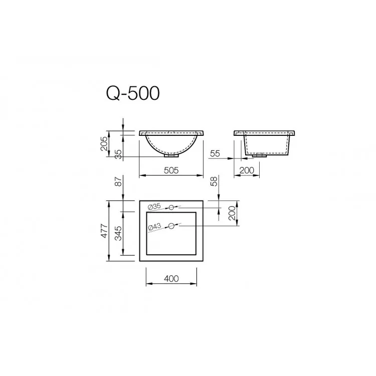 Vannas istabas izlietne Vispool Q-500 50x48 cm, balta