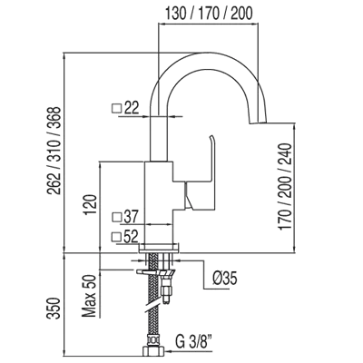 Izlietnes maisītājs CUADRO-TRES, hroms 106606