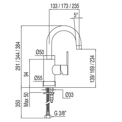 Izlietnes maisītājs LEX-TRES, hroms 181303