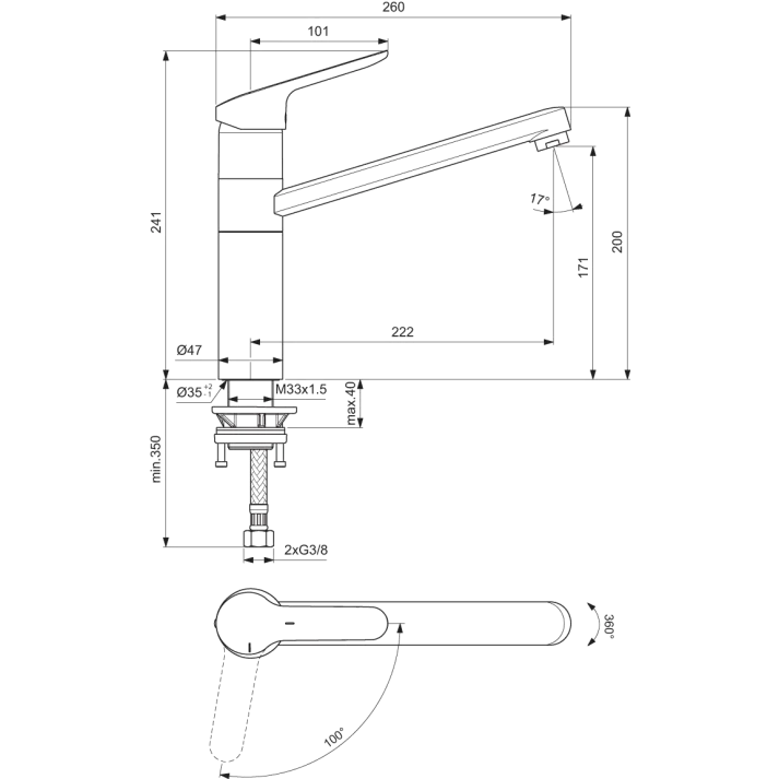 Virtuves izlietnes maisītājs Ideal Standard Ceraflex, BC135AA