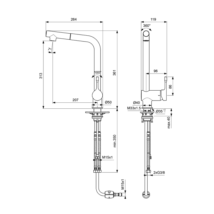 Virtuves izlietnes maisītājs Ideal Standard Ceraflex, BC176AA