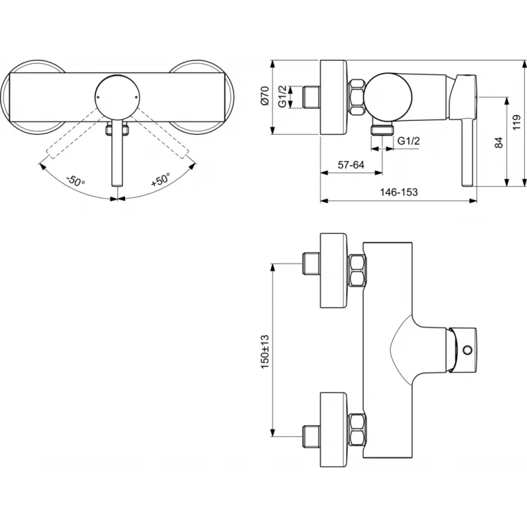 Dušas maisītājs Ideal Standard Ceraline, melns matēts BC200XG