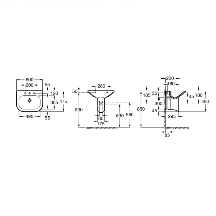 Vannas istabas izlietne Roca Nexo 60x47.5 cm A327641000