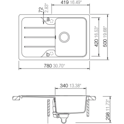 Virtuves izlietne Schock FORMHAUS D-100S 78x50cm, asphalt