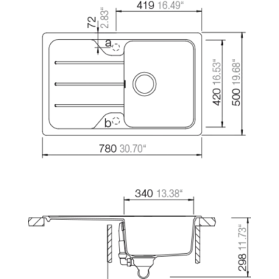 Virtuves izlietne Schock FORMHAUS D-100S 78x50cm, asphalt