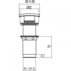 Sifona izplūde TRES Click-Clack 68x68mm, hroms,13434120