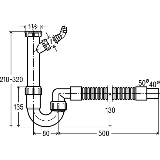 Virtuves izlietnes sifons Viega 1 1/2x50/40, 101633