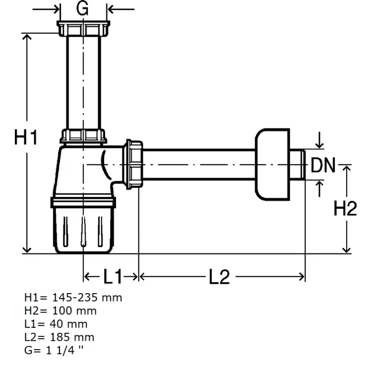 Izlietnes sifons glāze bez izplūdes VIEGA 1 1/4x32 108694